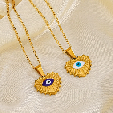Collana Cuore Malocchio In Acciaio Inossidabile Placcato Oro Retro Francese Catena Da Clavicola Gioielli Da Donna Elegante