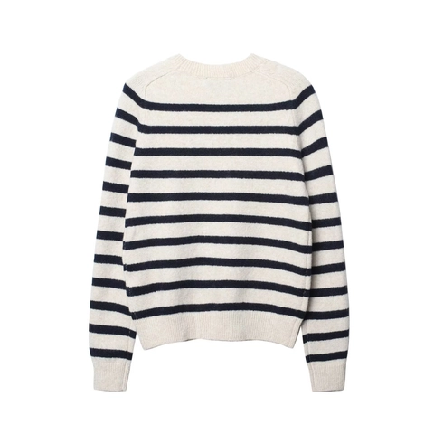 Maglione In Maglia A Righe Donna Manica Lunga Girocollo Pullover Casual Corto Poliestere Morbido