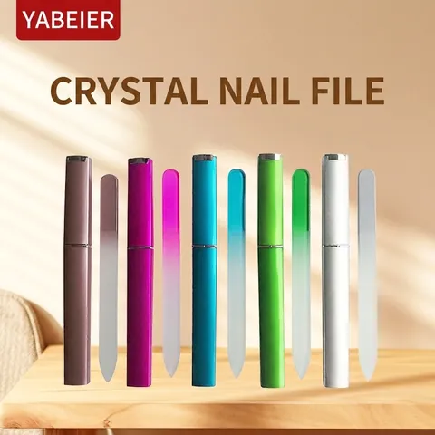 Glass Nail File Nano Crystal Polishing Buffer Manicure Tool With Protective Case Portable Professional Colorful Double Sided