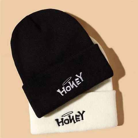 Knitted Beanies Acrylic Warm Winter Cuffed Hat Honey Alien Embroidery For Men Women Simple Trendy