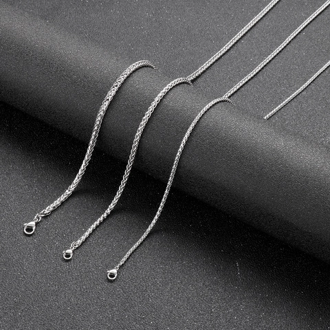 Tarwe Ketting Ketting Roestvrij Staal Spiga Geweven Schakel Hip Hop Punk Sieraden Voor Mannen Vrouwen Kreeft Sluiting Zilvertint