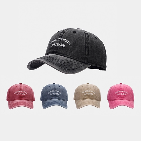 Gewaschene Baumwolle Baseballkappe Bestickte Buchstaben Retro Distressed Sonnenschutz Hut Für Herren Damen Streetwear