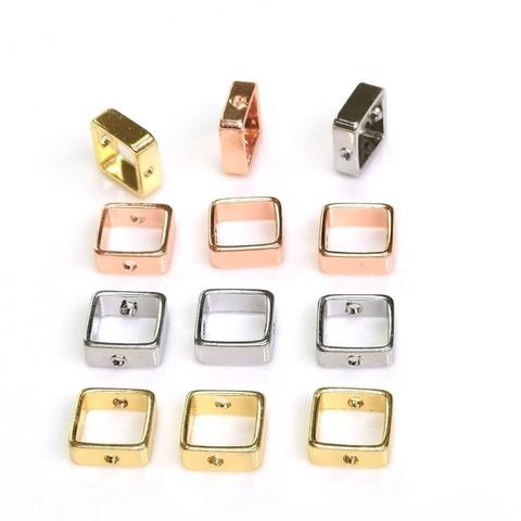 14k Gold Plated Copper Square Bead Frame Straight Hole Spacer Beads For DIY Bracelet Necklace Earrings Jewelry Making Findings