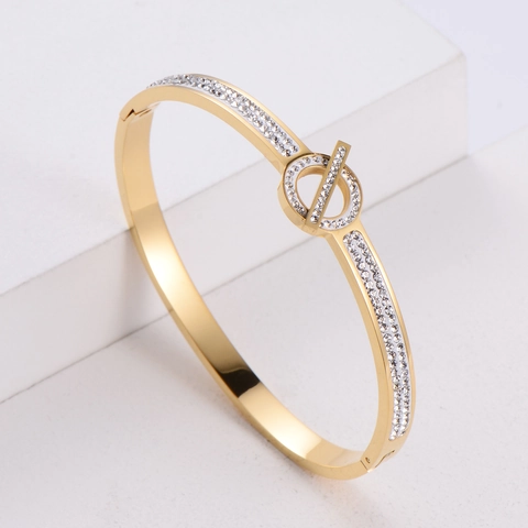 Minimalist Planet Bangle Bracelet Stainless Steel With Cubic Zirconia Rhinestone Clasp Jewelry For Women Girls Gift