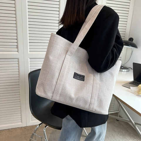 Borsa Tote In Tela Di Grande Capacità Etichetta Moda Minimalista Borsa A Tracolla Per Donna Pendolarismo
