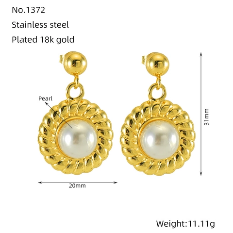 Orecchini A Lobo Con Künstliche Perle Girasole Placcati Oro 18K Acciaio Inossidabile Stile Francese Gioielli Eleganti Per Donna