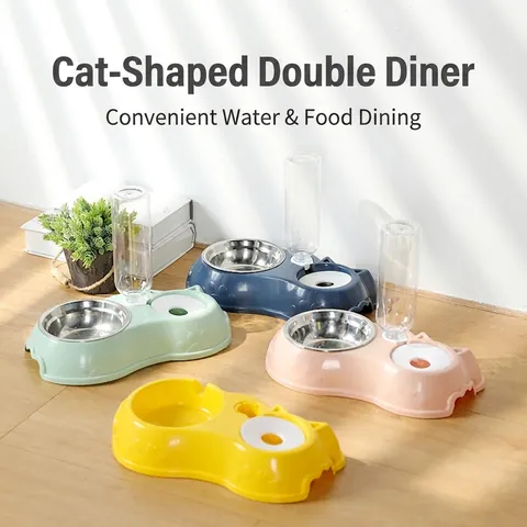 Automatischer Futterspender Wasserspender Integriert Edelstahl PP Kunststoff Schwerkraft Nachfüllung Katze Hund Fütterungsstation