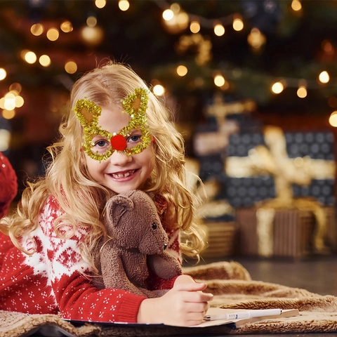 Montature Per Occhiali Di Natale Glitter Tinsel Renna Albero Stella Decorazione Per Feste Festive Per Adulti Bambini