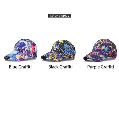 Casquette De Baseball Graffiti Colorée Coton Polyester Réglable Imprimé Éclaboussures De Peinture Dad Hat Streetwear Pour Hommes Femmes