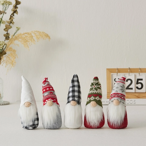 Gnome De Noël Poupée Sans Visage Ornement Bonnet Tricoté Flocon De Neige Longue Barbe Tomte Gonk Décoration Maison