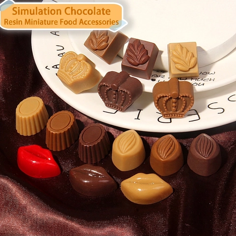 Simulación Chocolate Postre DIY Accesorios De Resina Para Hacer Joyas Funda De Teléfono Imán De Nevera Dijes Comida Realista Forma Corona Hoja