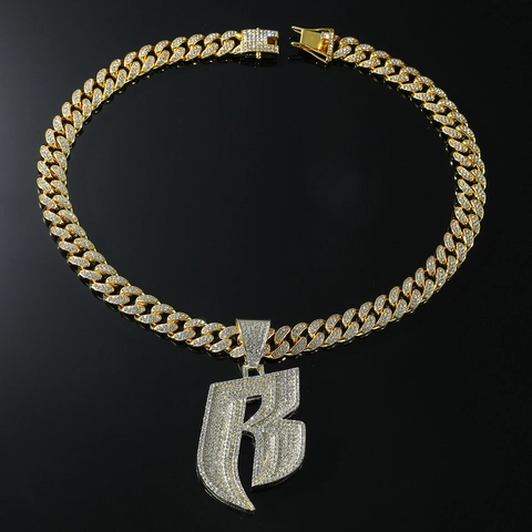 Collana Con Pendente Lettera B Hip Hop Punk da Uomo Catena Cubana Con Strass Gioielli alla Moda Regalo Personalizzato