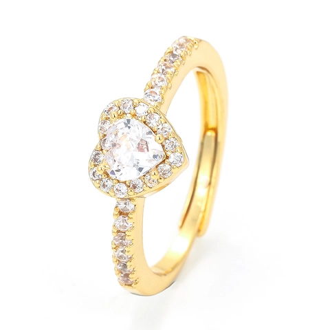 Herz Ring Kupfer Mikro Pave Zirkonia Verstellbare Öffnung Minimalistisch Geometrisch Modeschmuck Damen
