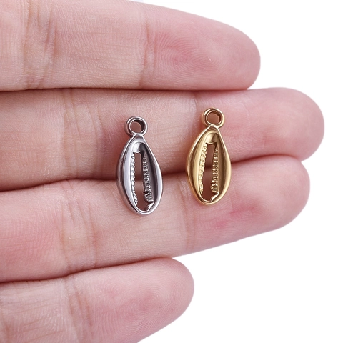 Colgante De Concha De Cauri Acero Inoxidable 304 Chapado En Oro De 18K Hueco DIY Joyería Accesorio Para Collares