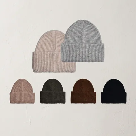 Unisex Winter Warm Acryl Strickmütze Beanie Einfarbig Gerippt Mit Umschlag Outdoor Winddicht Slouchy Mütze Accessoires