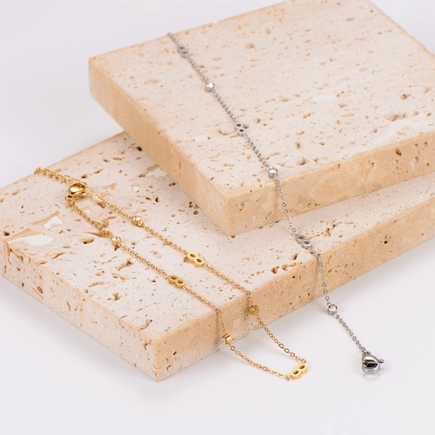 Unendlichkeitssymbol 304 Edelstahl Fußkettchen Mit Strass Vergoldeter Minimalistischer Fußschmuck Für Frauen
