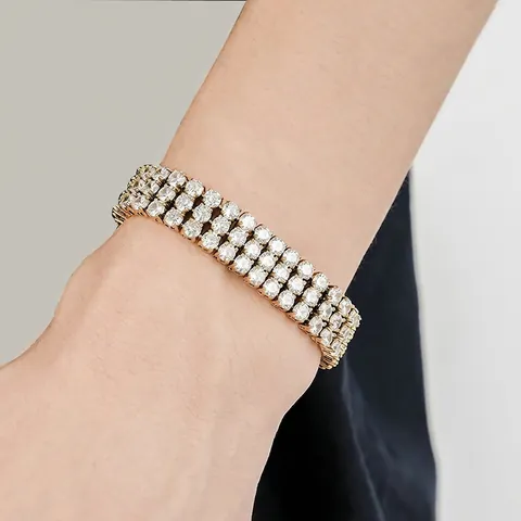 Pulsera De Tenis Iced Out De Varias Filas Acero Inoxidable Hip Hop Lujo Circonita Pulida Eslabones Para Hombre Mujer