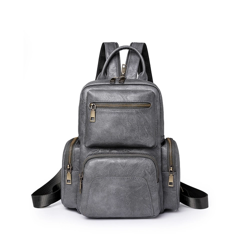 Women Vintage PU Leather Backpack Fashion Multi-Pocket Small Travel Bag Retro Casual Shoulder Bag For Women Daily Outing