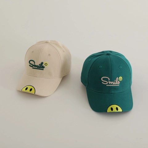 Cappello Da Baseball Bambini Cotone Ricamo Smile Cappello Da Sole Per Ragazzi E Ragazze Regolabile Sport All'aperto