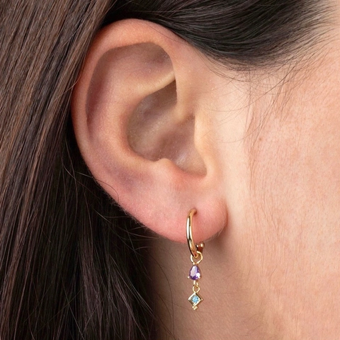 Vintage Geometric Waterdrop Zirconia Hoop Earrings Copper Gold Plated 925 Sterling Silver Post Earrings For Women Jewelry