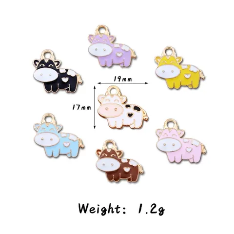 Cartoon Kuh Charms Niedliche Emaille Zinklegierung Tieranhänger Für DIY Schmuckherstellung Schlüsselanhänger Armband Zubehör