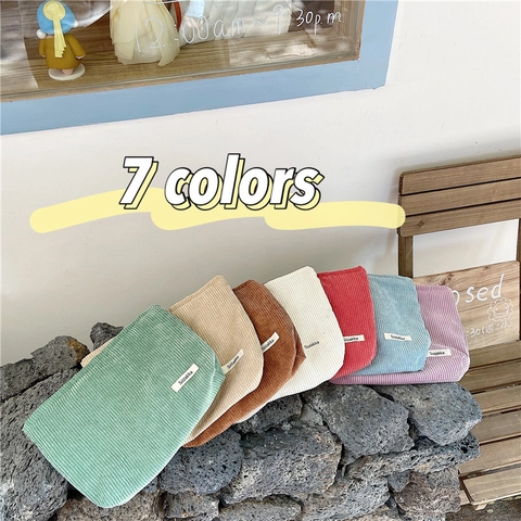 Makeup Bag Corduroy Large Capacity Cosmetic Storage Pouch Zipper Clutch Handbag Portable Travel Organizer For Women