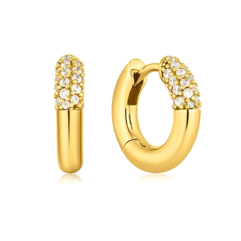 Huggie Hoop Earrings With Zircon And 925 Sterling Silver Earring Post For Women Simple Trendy Geometric