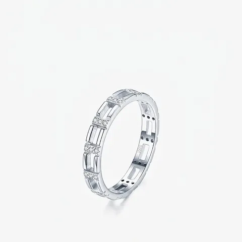 925 Sterling Silber Ring Geometrisch Hohl Mikro Pavé Zirkonia Minimalistischer Stil Schmuck Für Frauen