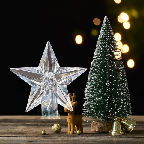 Puntale Per Albero Di Natale Stella Trasparente In Plastica Acrilica Decorazione Per Feste Festive Accessori