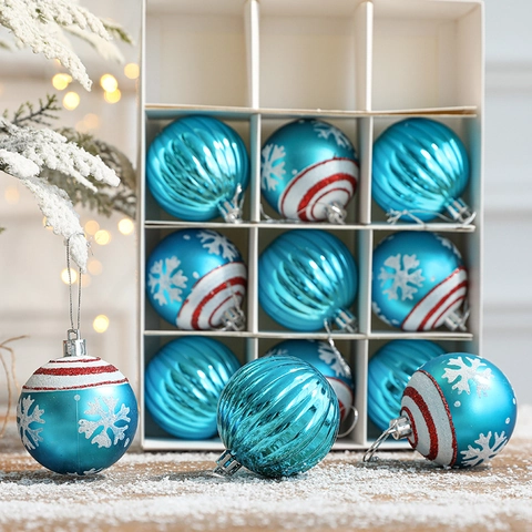 Palle Di Decorazione Natalizia Plastica Dipinte Palline Glitterate Ornamento Appeso Per Albero Stile Festivo Tradizionale