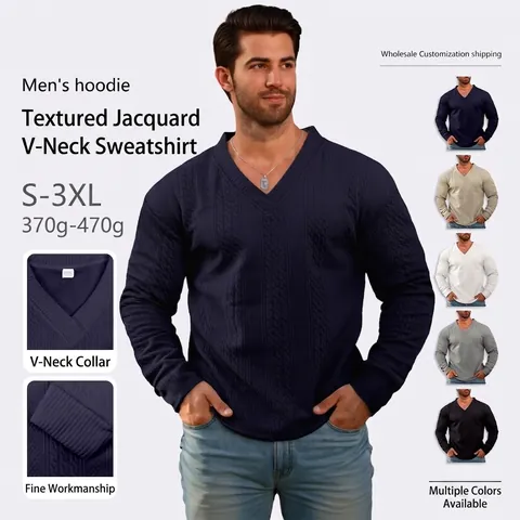 Heren Trui Gebreid V Hals Lange Mouw Kabelbreisel Jacquard Textuur Casual Losse Pasvorm Pullover Voor Heren