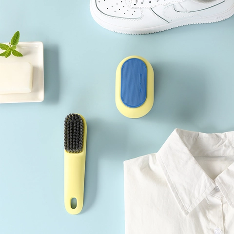 Multipurpose Cleaning Brush Soft Bristle Household Scrubbing Brush For Shoes Clothes Long Handle Ergonomic Hanging Hole PP