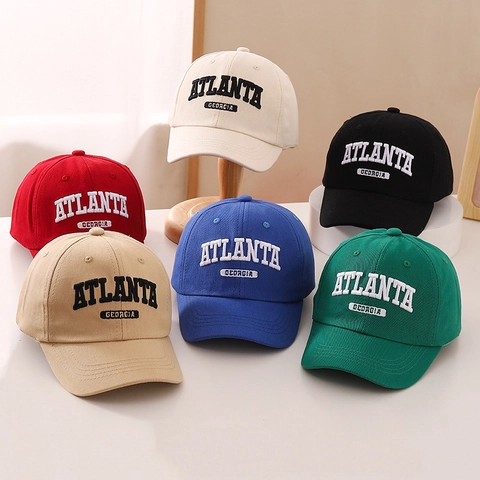 Kids Baseball Cap Cotton Embroidered Atlanta Letter Sun Protection Casual Adjustable Outdoor Hat For Boys Girls