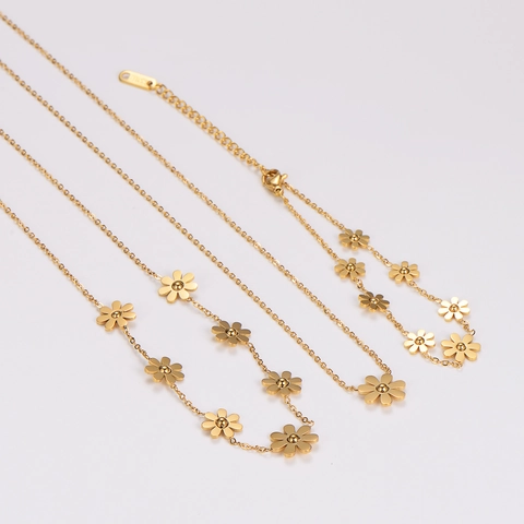 Flower Sunflower Necklace And Bracelet Stainless Steel 18K Gold Plated Elegant Fashion Commuting Women