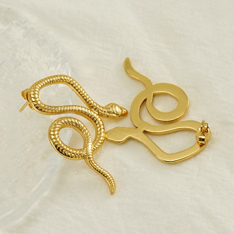 Snake Stud Earrings Stainless Steel 18K Gold Plated Personalized Animal Jewelry For Women Fashion Accessory