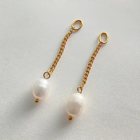 Ciondoli Fai Da Te in Acciaio Inossidabile con Perla d'Acqua Dolce Catena Placcata Oro 14K per Creazione Gioielli