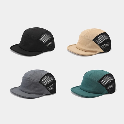 Cappello Camper Pannelli Mesh Traspirante Cappello Corsa Aperto Visiera Corta Fibbia Corda Regolabile Asciugatura Rapida Protezione Solare