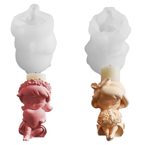 Girl Shaped Silicone Mold 3D Angel For Diy Handmade Aromatherapy Candle Holder Plaster Ornament Casting Crafting