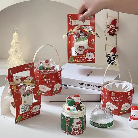 Weihnachts Party Zubehör Tortenaufsätze Und Verpackungsschachteln Weihnachtsmann Rentier Muster Dekorative Aufkleber Becherhüllen