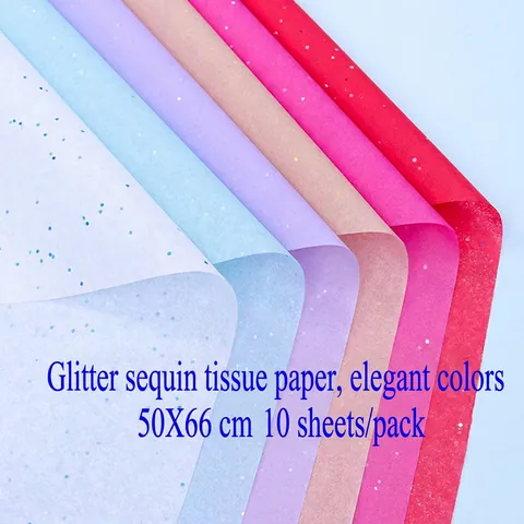 Glitter Tissue Paper Laser Sequins Flower Bouquet Wrapping Gift Packaging Liner DIY Handcraft Decorative Material Multicolored