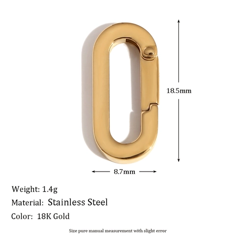 Stainless Steel Jewelry Connector Buckle 18K Gold Plated Geometric Spring Gate Clasp DIY Finding For Necklaces