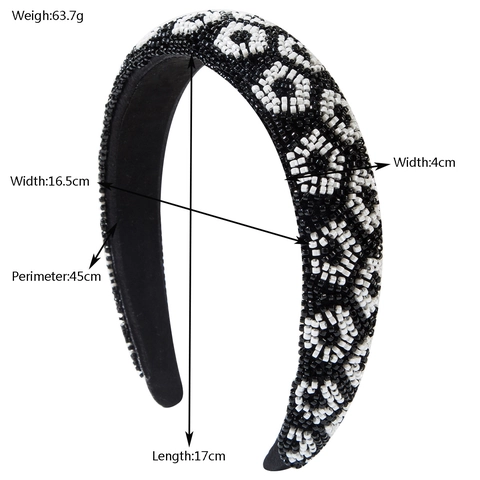 Handgefertigtes Glasperlen Breite Stirnband Leopardenmuster Geometrisch Legierung Mode Haarband Für Damen Vintage Ethno Stil Haarschmuck