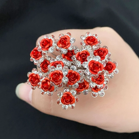 Alloy Strass Kristall Künstliche Perle Blume U Form Haarnadeln Hochzeit Braut Brautjungfer Elegante Dekorative Haarstäbe Für Damen