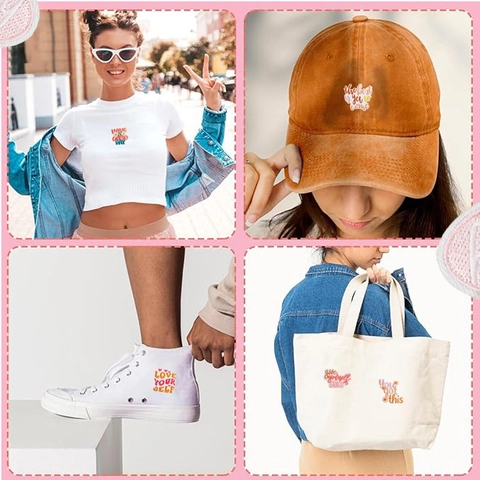 Inspirierende Slogan Stickerei Aufnäher Polyester Aufbügeln Aufkleber Für DIY Kleidung Taschen Hüte Bunte Ästhetische Zitate