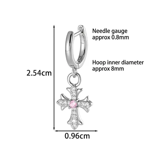 Vintage Kreuz Anhänger Creolen Kupfer Mikro Eingelegt Bunte Zirkon Gothic Punk Schmuck Für Männer Frauen