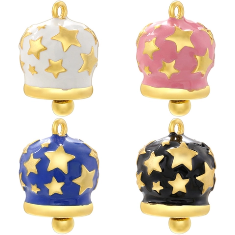 Ciondolo A Campanella Charm Smalto Motivo A Stelle Rame Accessorio Gioielli Carino Versatile