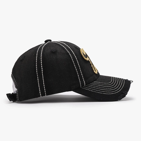Distressed Baseball Cap Cotton W Letter Embroidery Contrast Stitching Adjustable Outdoor Sun Hat For Men Women