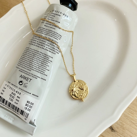 Collar Colgante Moneda Sol Planeta Chic Francés Plata De Ley 925 Bañado En Oro De 18K Joyas Celestiales Retro Para Mujeres