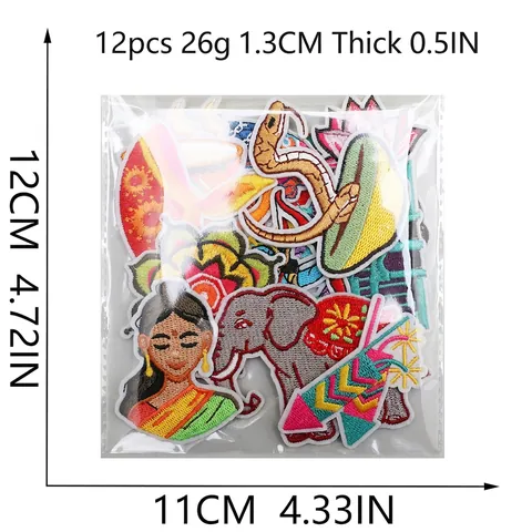 Indian Diwali Theme Embroidery Patches Colorful Polyester Fabric Traditional Elephant Lotus Appliques For DIY Apparel Decoration