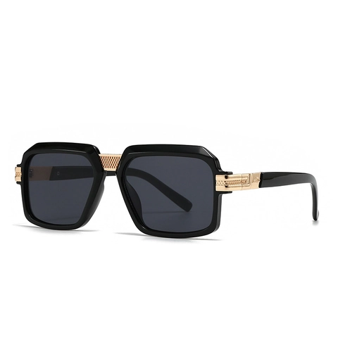 Men Modern Retro Square Large Frame Sunglasses UV400 Protection PC Alloy Metal Mesh Decoration Fashion Outdoor Eyewear